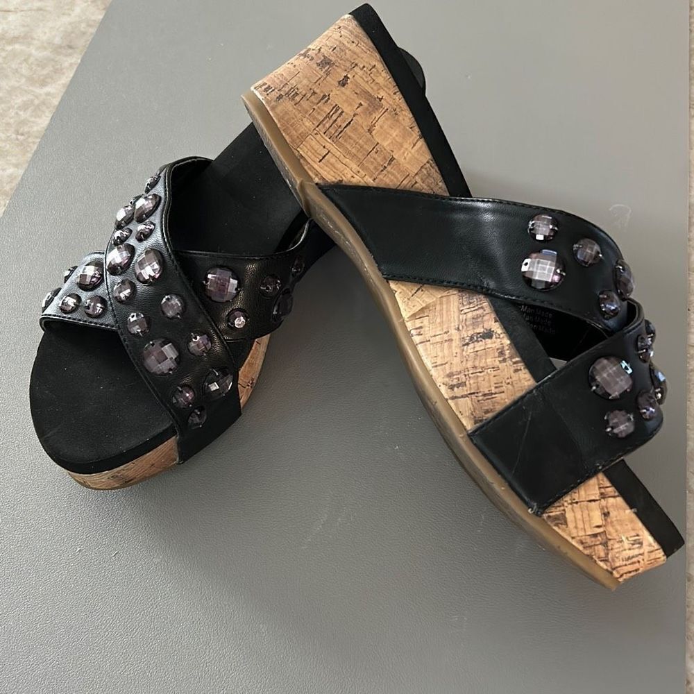 Kenneth Cole Jeweled Black Sandals